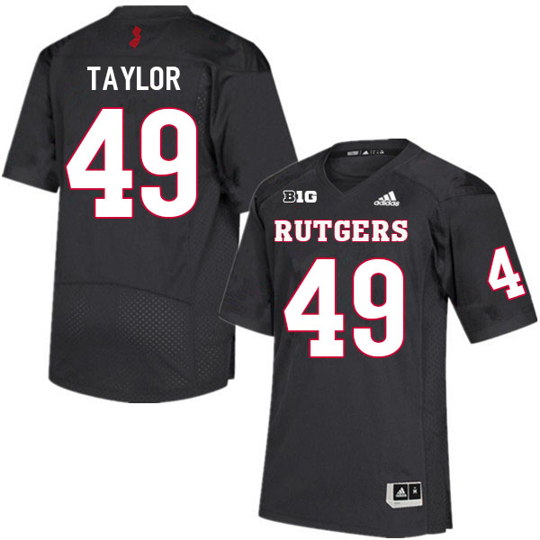 Men #49 Zack Taylor Rutgers Scarlet Knights College Football Jerseys Sale-Black